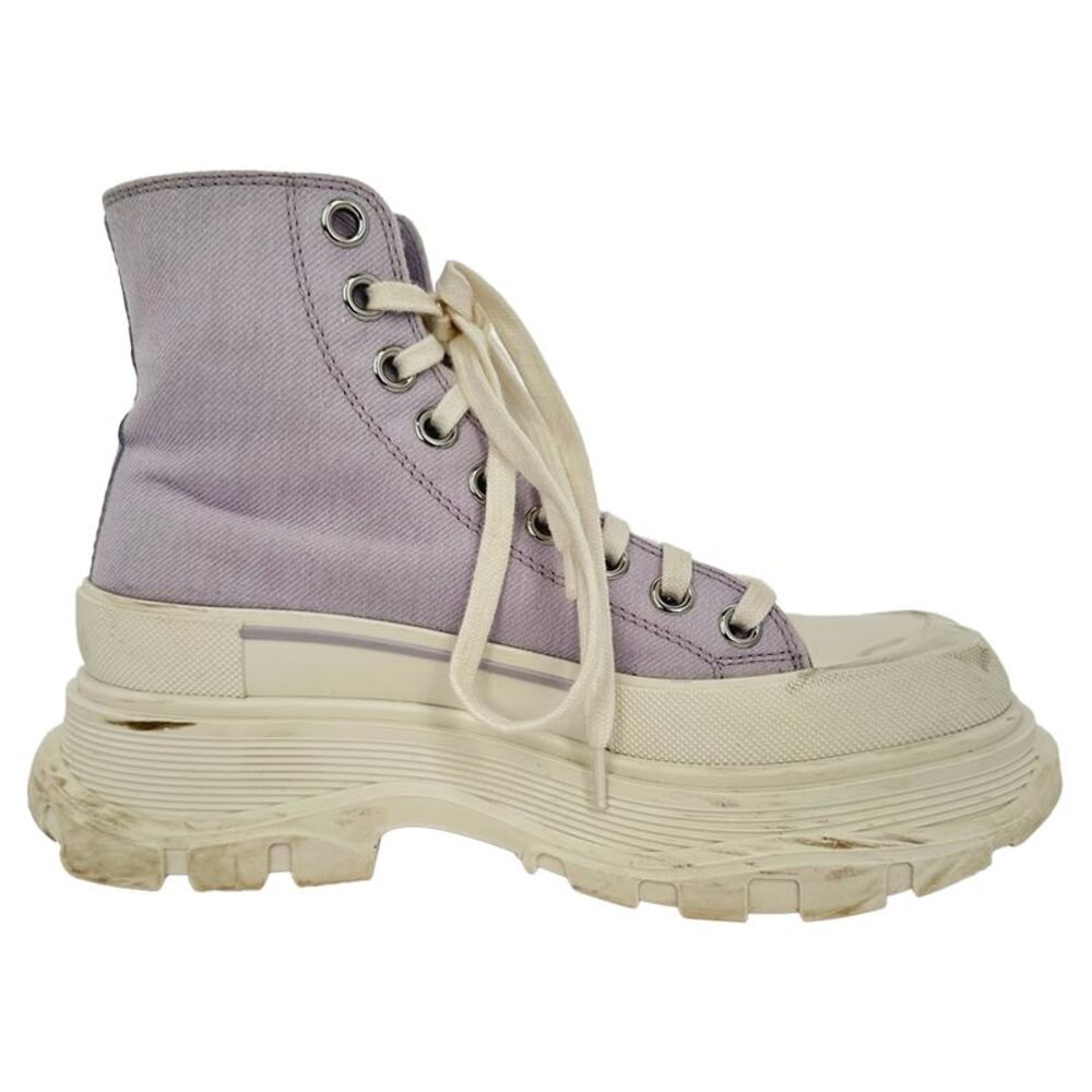 Alexander Mcqueen Tread Slick High-Top Sneakers in Purple Cotton